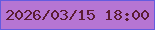 文字の大きさ：4、枠の色：645bdf、背景の色：b675d3、文字の色：5b1c33 無料ブログパーツのブログ時計