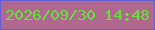 文字の大きさ：3、枠の色：645ed4、背景の色：b1688f、文字の色：64e438 無料ブログパーツのブログ時計