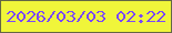 文字の大きさ：3、枠の色：646745、背景の色：f0f53a、文字の色：7b49fc 無料ブログパーツのブログ時計