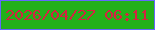 文字の大きさ：4、枠の色：6467fc、背景の色：23b01a、文字の色：d42341 無料ブログパーツのブログ時計