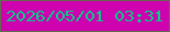 文字の大きさ：2、枠の色：646a50、背景の色：cf02b0、文字の色：06cd8a 無料ブログパーツのブログ時計