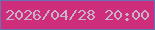 文字の大きさ：2、枠の色：6473b4、背景の色：ce2d7b、文字の色：c7b2c9 無料ブログパーツのブログ時計