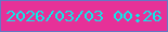 文字の大きさ：1、枠の色：6478c5、背景の色：e63198、文字の色：0fe8e8 無料ブログパーツのブログ時計