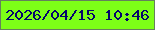 文字の大きさ：1、枠の色：64815c、背景の色：7dff17、文字の色：05056c 無料ブログパーツのブログ時計