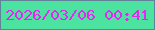 文字の大きさ：5、枠の色：64819b、背景の色：4be39f、文字の色：e626f2 無料ブログパーツのブログ時計