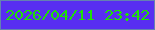 文字の大きさ：4、枠の色：6481b1、背景の色：582ef1、文字の色：1fe006 無料ブログパーツのブログ時計