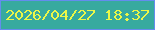 文字の大きさ：2、枠の色：648cee、背景の色：37aa9f、文字の色：ecf748 無料ブログパーツのブログ時計
