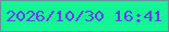 文字の大きさ：5、枠の色：6493a0、背景の色：14f596、文字の色：693ef3 無料ブログパーツのブログ時計