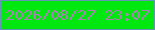 文字の大きさ：5、枠の色：6495b5、背景の色：01e810、文字の色：ab81b5 無料ブログパーツのブログ時計