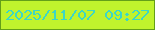 文字の大きさ：5、枠の色：649f19、背景の色：c0f32d、文字の色：3cd7c5 無料ブログパーツのブログ時計