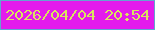 文字の大きさ：1、枠の色：64a4cf、背景の色：e31bec、文字の色：dae45f 無料ブログパーツのブログ時計
