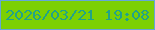 文字の大きさ：5、枠の色：64a7d8、背景の色：7cd003、文字の色：21a389 無料ブログパーツのブログ時計