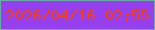 文字の大きさ：2、枠の色：64afa0、背景の色：963fef、文字の色：f4400a 無料ブログパーツのブログ時計