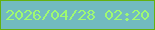 文字の大きさ：2、枠の色：64b110、背景の色：72bbc0、文字の色：9ffa71 無料ブログパーツのブログ時計