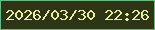 文字の大きさ：3、枠の色：64ba82、背景の色：2c3615、文字の色：eceb9f 無料ブログパーツのブログ時計