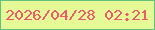 文字の大きさ：1、枠の色：64c07d、背景の色：e5f996、文字の色：e95c6f 無料ブログパーツのブログ時計