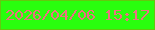 文字の大きさ：2、枠の色：64c80f、背景の色：29fe0e、文字の色：ea7181 無料ブログパーツのブログ時計