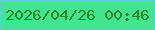 文字の大きさ：2、枠の色：64ccd3、背景の色：43e490、文字の色：308423 無料ブログパーツのブログ時計