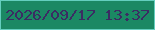文字の大きさ：2、枠の色：64cebe、背景の色：1b8863、文字の色：3b2c63 無料ブログパーツのブログ時計