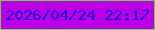 文字の大きさ：1、枠の色：64d64a、背景の色：bc00e5、文字の色：2409d2 無料ブログパーツのブログ時計