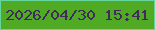 文字の大きさ：3、枠の色：64d69d、背景の色：50aa24、文字の色：3f2b5c 無料ブログパーツのブログ時計