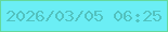文字の大きさ：5、枠の色：64d89b、背景の色：6beef5、文字の色：52c2bf 無料ブログパーツのブログ時計