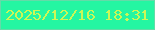 文字の大きさ：1、枠の色：64dba8、背景の色：24f6a2、文字の色：ccf756 無料ブログパーツのブログ時計