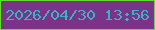 文字の大きさ：2、枠の色：64dc30、背景の色：7a3389、文字の色：3eb1be 無料ブログパーツのブログ時計
