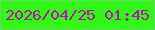 文字の大きさ：5、枠の色：64dc60、背景の色：32f615、文字の色：b218a8 無料ブログパーツのブログ時計