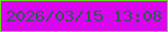 文字の大きさ：2、枠の色：64dd1c、背景の色：d906ee、文字の色：2c5b53 無料ブログパーツのブログ時計