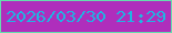 文字の大きさ：4、枠の色：64ddae、背景の色：af2ebc、文字の色：21b3e2 無料ブログパーツのブログ時計