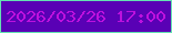 文字の大きさ：4、枠の色：64e1b2、背景の色：5901b5、文字の色：be11de 無料ブログパーツのブログ時計