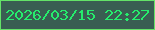 文字の大きさ：5、枠の色：64e368、背景の色：395e52、文字の色：26ed6d 無料ブログパーツのブログ時計