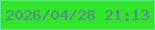 文字の大きさ：2、枠の色：64e39c、背景の色：2fe627、文字の色：5c839e 無料ブログパーツのブログ時計