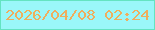 文字の大きさ：4、枠の色：64e3c1、背景の色：9af7f9、文字の色：efae5e 無料ブログパーツのブログ時計