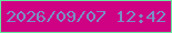 文字の大きさ：5、枠の色：64e89e、背景の色：cf0283、文字の色：7a8fc6 無料ブログパーツのブログ時計