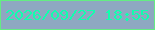 文字の大きさ：5、枠の色：64ec83、背景の色：8ea8c1、文字の色：10ffae 無料ブログパーツのブログ時計