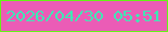 文字の大きさ：4、枠の色：64f415、背景の色：eb5cb6、文字の色：42e5b5 無料ブログパーツのブログ時計