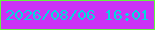 文字の大きさ：4、枠の色：64f53e、背景の色：cb33f5、文字の色：04d8de 無料ブログパーツのブログ時計