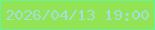 文字の大きさ：4、枠の色：64f599、背景の色：94e355、文字の色：9de1da 無料ブログパーツのブログ時計