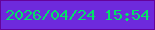 文字の大きさ：3、枠の色：65039a、背景の色：6e2adc、文字の色：04e268 無料ブログパーツのブログ時計