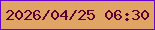 文字の大きさ：5、枠の色：6503cf、背景の色：e0a465、文字の色：5b0031 無料ブログパーツのブログ時計
