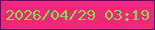 文字の大きさ：3、枠の色：650767、背景の色：f12779、文字の色：86dc48 無料ブログパーツのブログ時計