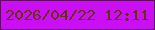 文字の大きさ：5、枠の色：650869、背景の色：cb0ff5、文字の色：682e16 無料ブログパーツのブログ時計