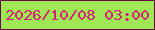 文字の大きさ：2、枠の色：650943、背景の色：9fe755、文字の色：d52172 無料ブログパーツのブログ時計