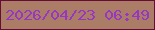 文字の大きさ：4、枠の色：650c37、背景の色：ab7d67、文字の色：9935c3 無料ブログパーツのブログ時計