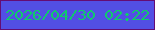 文字の大きさ：4、枠の色：650c74、背景の色：524fe4、文字の色：0fca6c 無料ブログパーツのブログ時計
