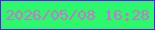 文字の大きさ：5、枠の色：6512ee、背景の色：2bf86b、文字の色：cb71d7 無料ブログパーツのブログ時計