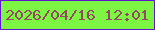 文字の大きさ：1、枠の色：6514d3、背景の色：7cf643、文字の色：944a62 無料ブログパーツのブログ時計
