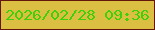 文字の大きさ：2、枠の色：65160a、背景の色：dbbf42、文字の色：3fd007 無料ブログパーツのブログ時計